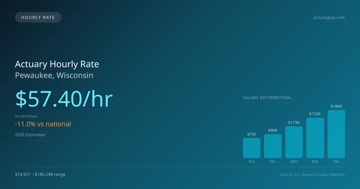 Actuary Hourly Rate in Pewaukee, WI — 2026 est., based on 2025 BLS